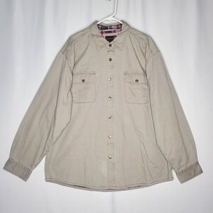 North Axis Flannel Lined Denim Jacket Mens XL Beige Cotton Pockets Collar Snap
